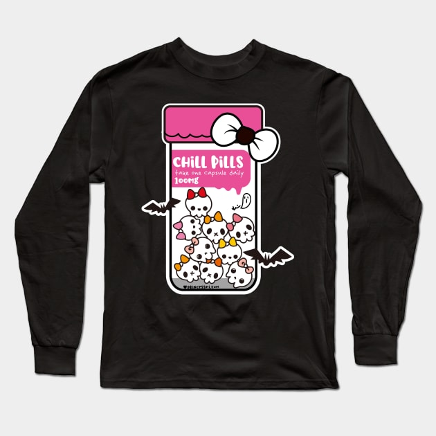 chill pills cute skull cartoon Long Sleeve T-Shirt by princessmi-com